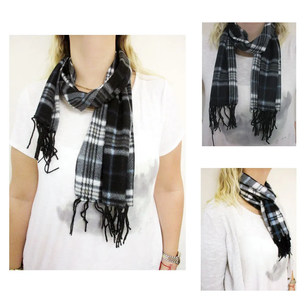 1 Fleece Scarf Plaid Super Soft Unisex Feel Warm Pashmina Cold Winter Shawl