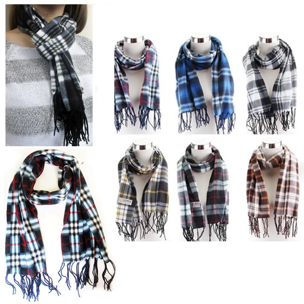 1 Fleece Scarf Plaid Super Soft Unisex Feel Warm Pashmina Cold Winter Shawl