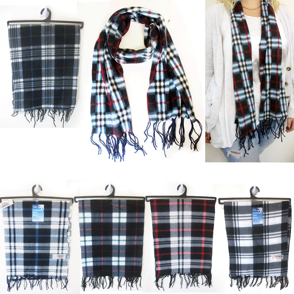 1 Fleece Scarf Plaid Super Soft Unisex Feel Warm Pashmina Cold Winter Shawl