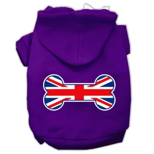 Bone Shaped United Kingdom (Union Jack) Flag Screen Print Pet Hoodies Purple Size L (14)