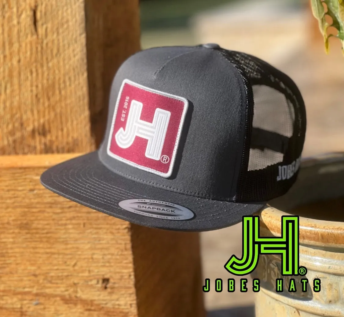 New 2022 Jobes Trucker Cap- All Charcoal Solid Maroon Patch