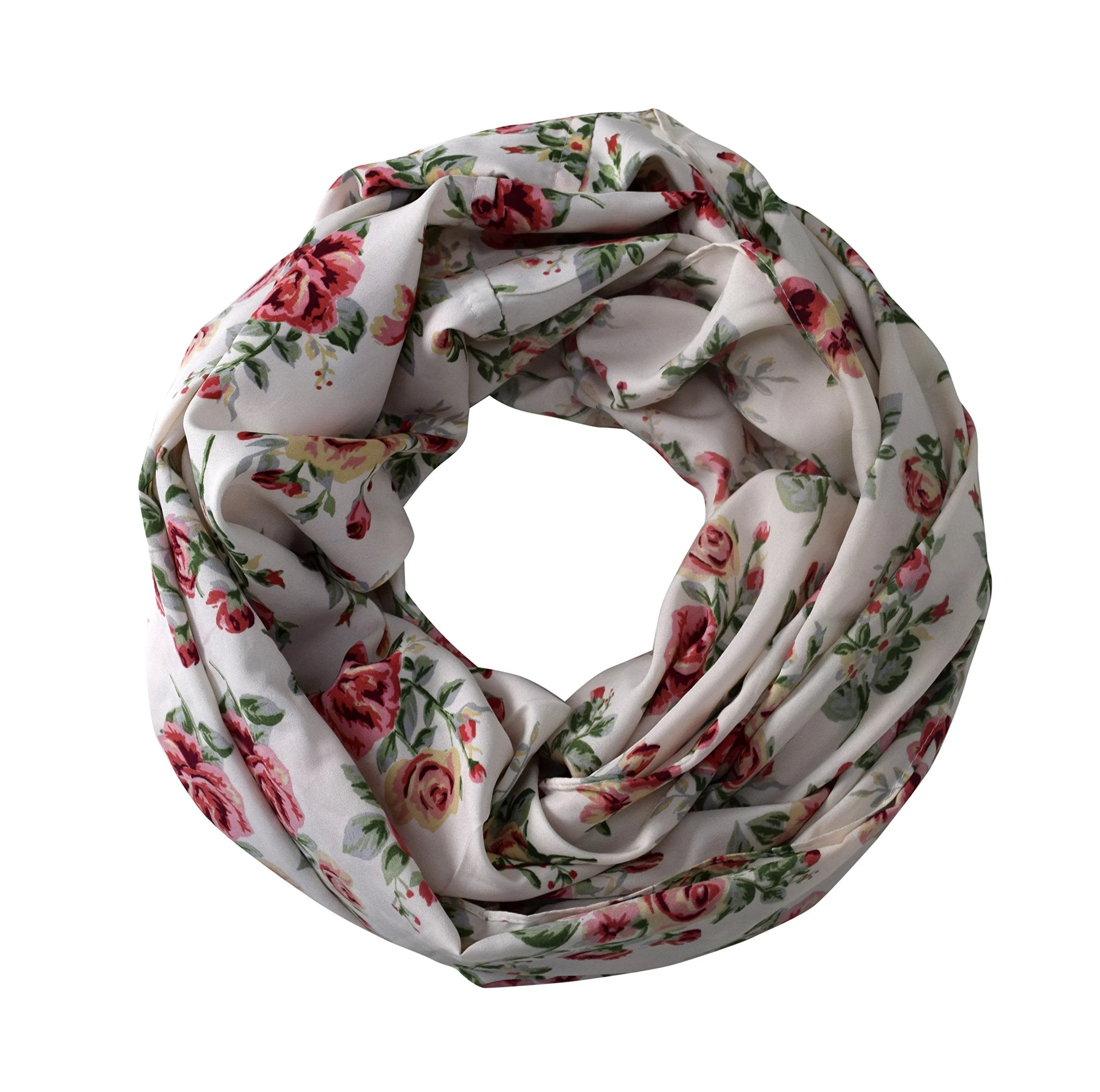 Peach Couture Exclusive Floral Print Vintage Infinity Loop Scarf