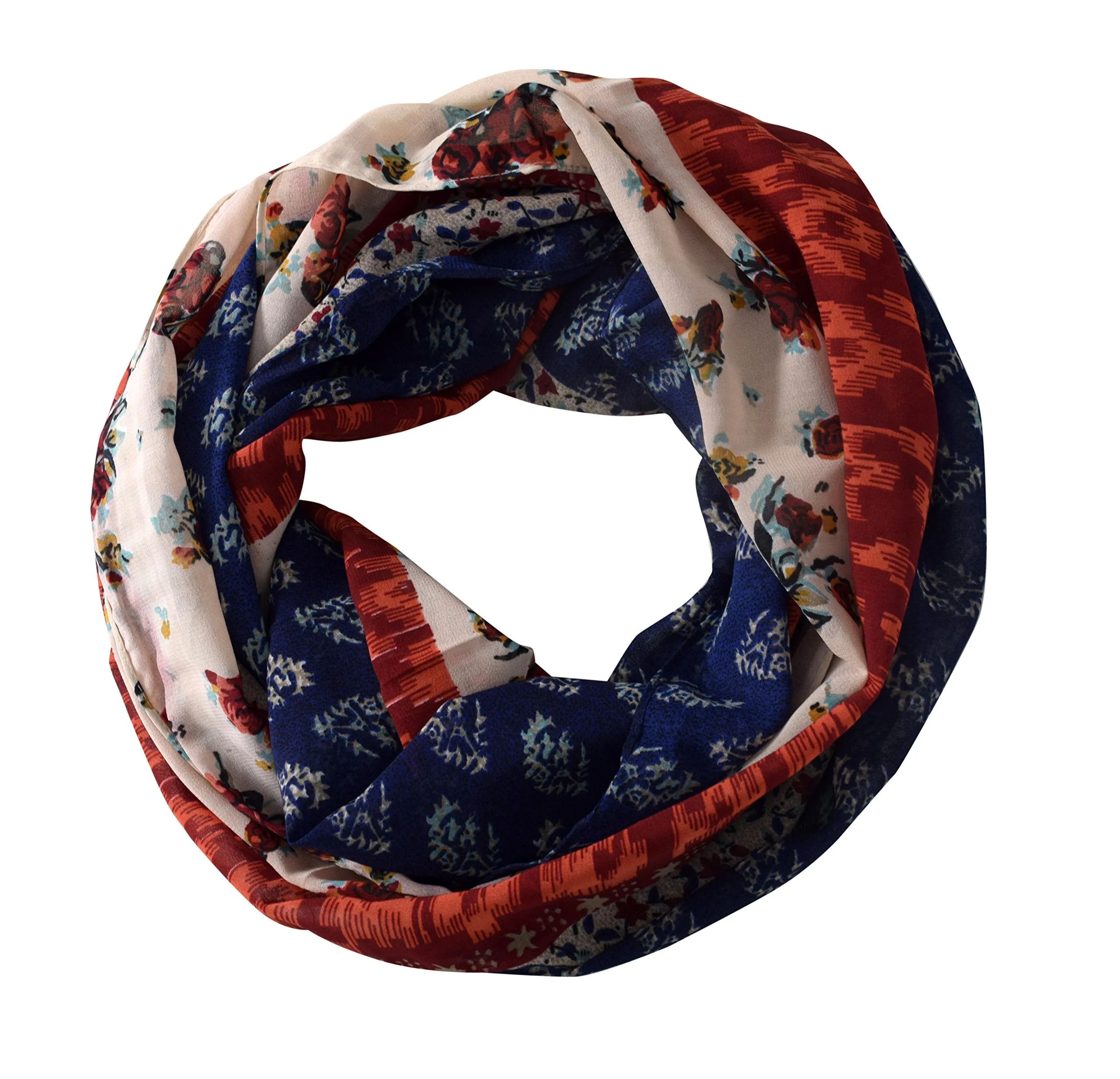 Peach Couture Exclusive Floral Print Vintage Infinity Loop Scarf