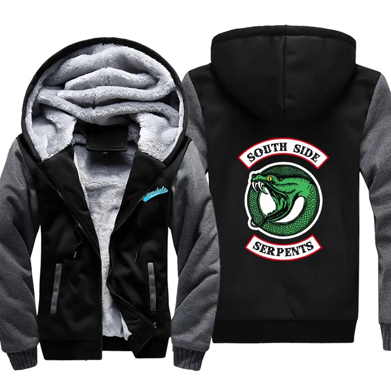 Riverdale Jackets - Solid Color Riverdale Double-Headed Snake Icon Fleece Jacket