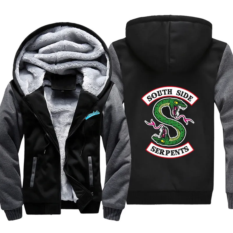 Riverdale Jackets - Solid Color Riverdale Double-headed snake Logo Icon Fleece Jacket