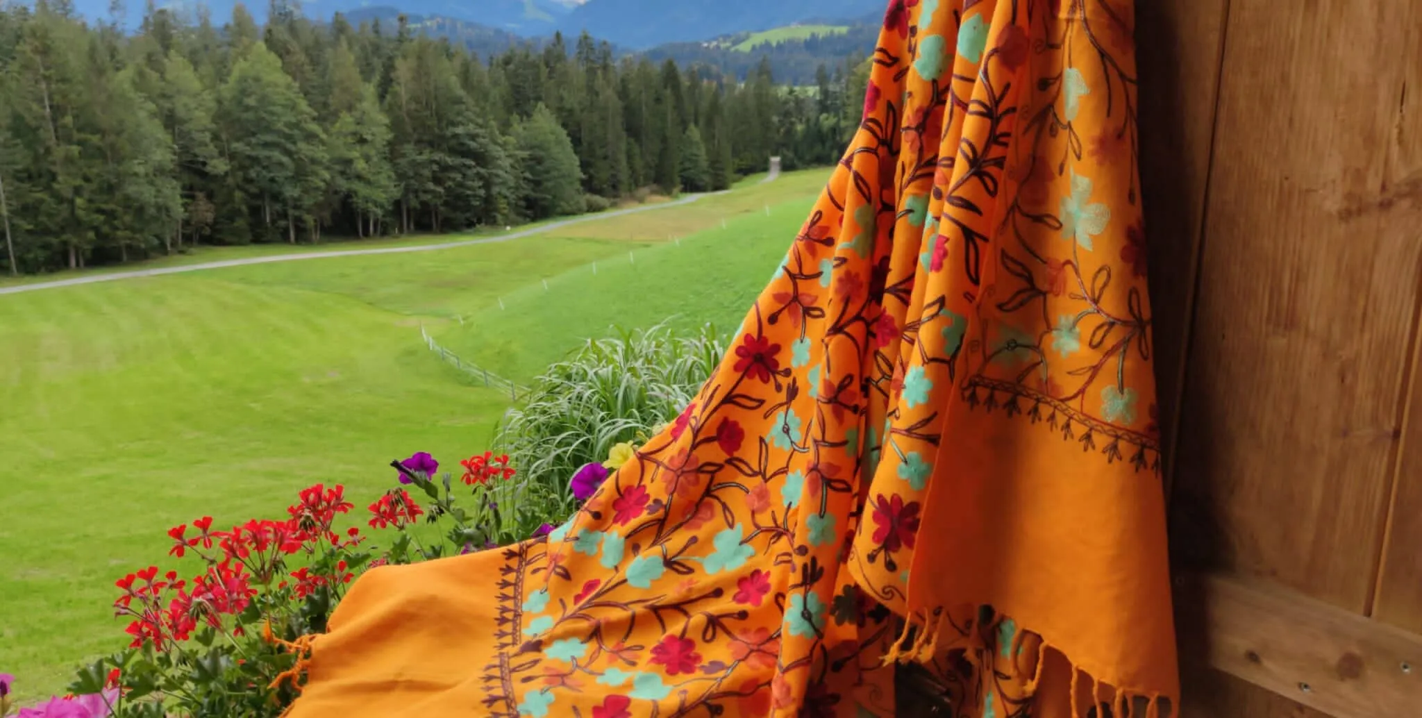 Shanila embroidery handmade scarf - magical flowers