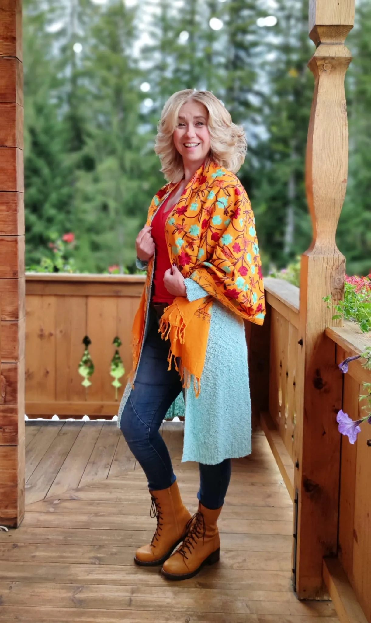 Shanila embroidery handmade scarf - magical flowers