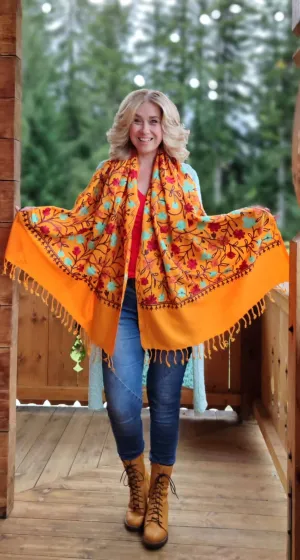 Shanila embroidery handmade scarf - magical flowers