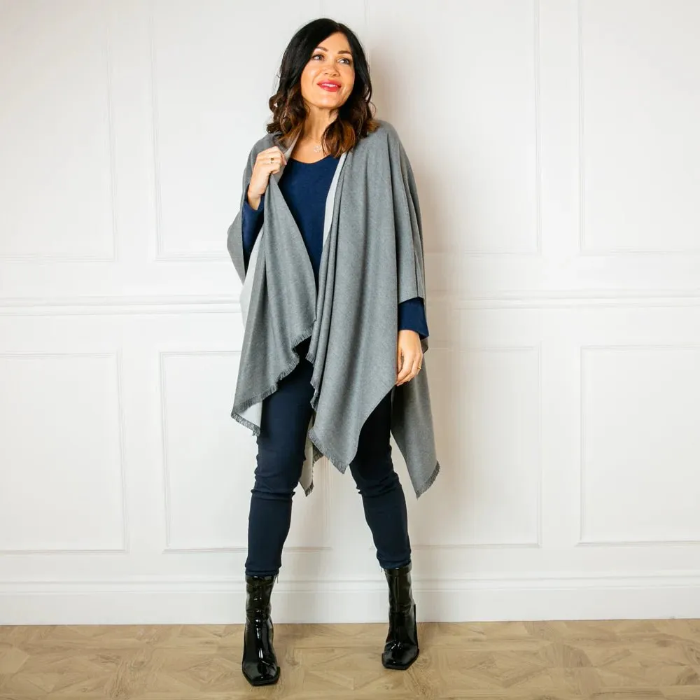 Silver & Grey Tess Reversible Poncho Wrap by Tilley & Grace