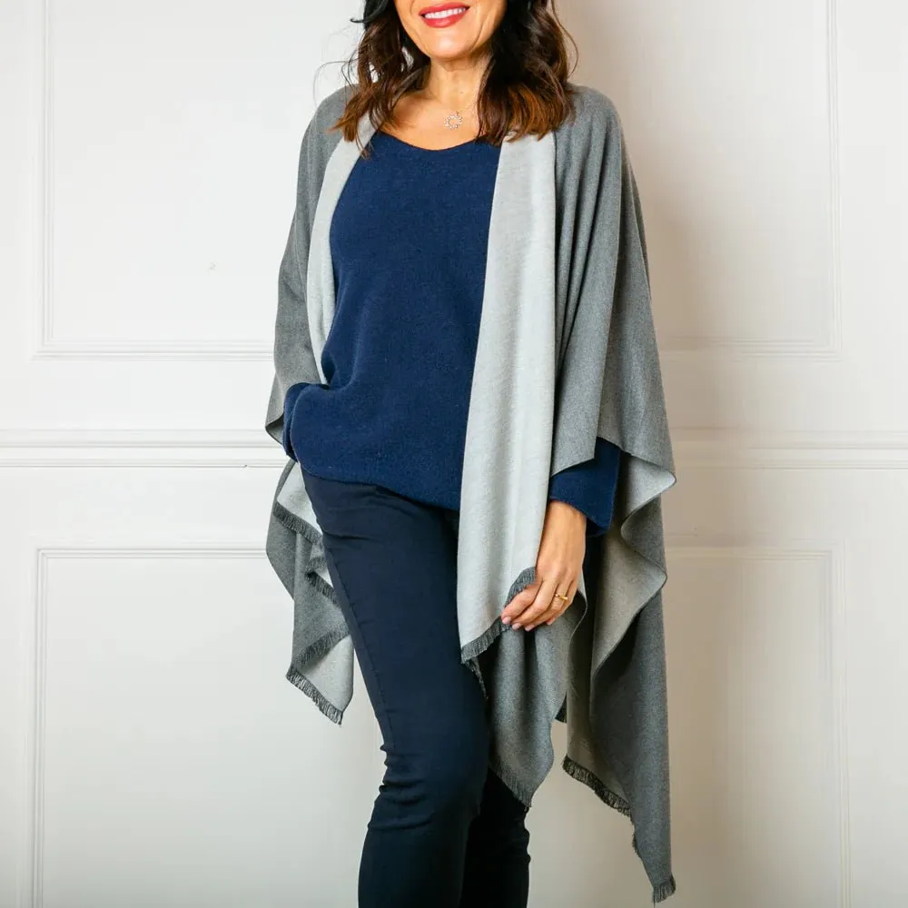 Silver & Grey Tess Reversible Poncho Wrap by Tilley & Grace