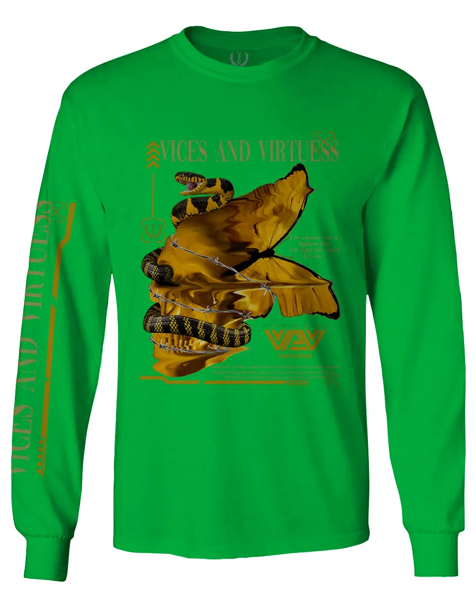 Skull and Snake Tatoo Cyberpunk Aesthetic Graphic Lcd Psychedelic mens Long sleeve t shirt