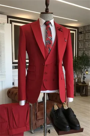 Suzhoufashion Nicholas Brown Three Piecess Peaked Lapel Striped Men Suits