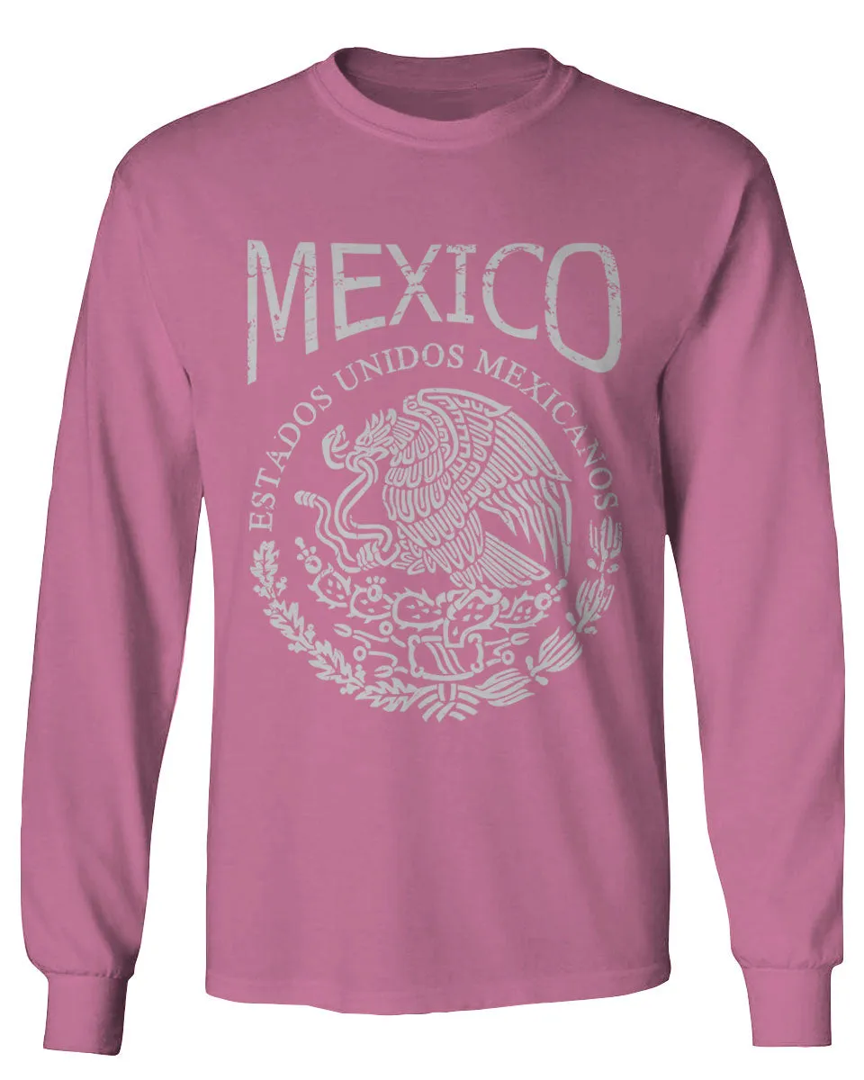 VICES AND VIRTUESS Front Hecho En Mexico Mexican Flag Coat of Arms Escudo Mexicano mens Long sleeve t shirt