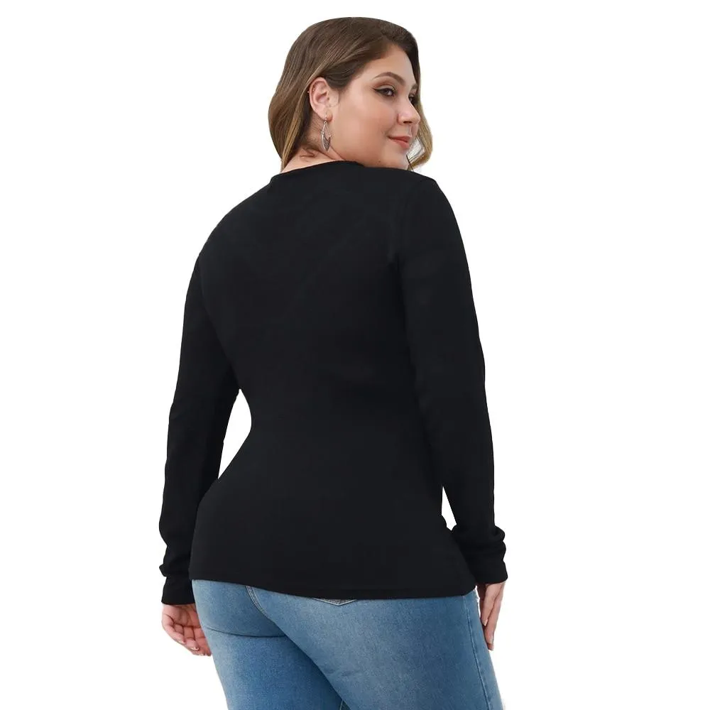 Women Hollow Out Rhinestone Long Sleeve Slim Fit Tops