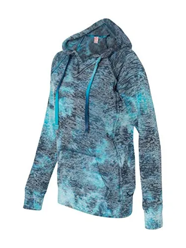 Women's Rainbow Tie Dye Burnout Pullover Hoodie Blend Fleece