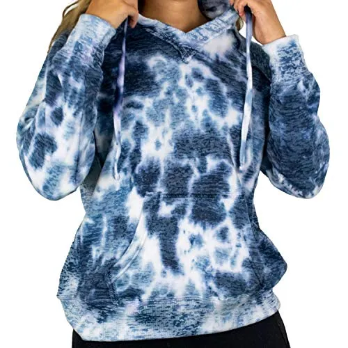 Women's Rainbow Tie Dye Burnout Pullover Hoodie Blend Fleece
