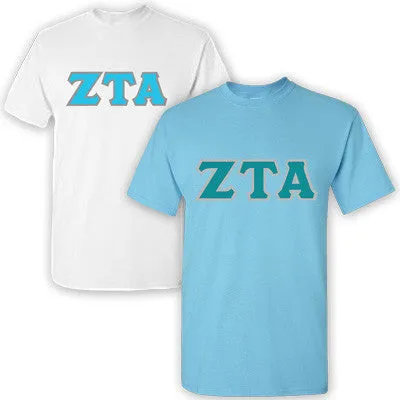 Zeta Tau Alpha Lettered T-Shirt, 2-Pack Bundle Deal - G500 (2) - TWILL